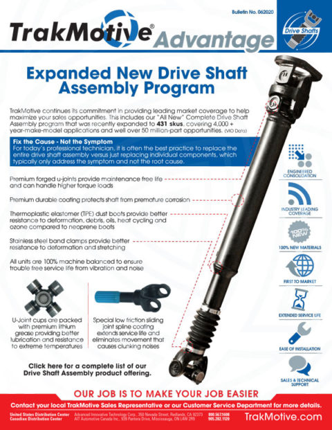 06/2020: Expanded New Drive Shaft Assembly Program | TrakMotive